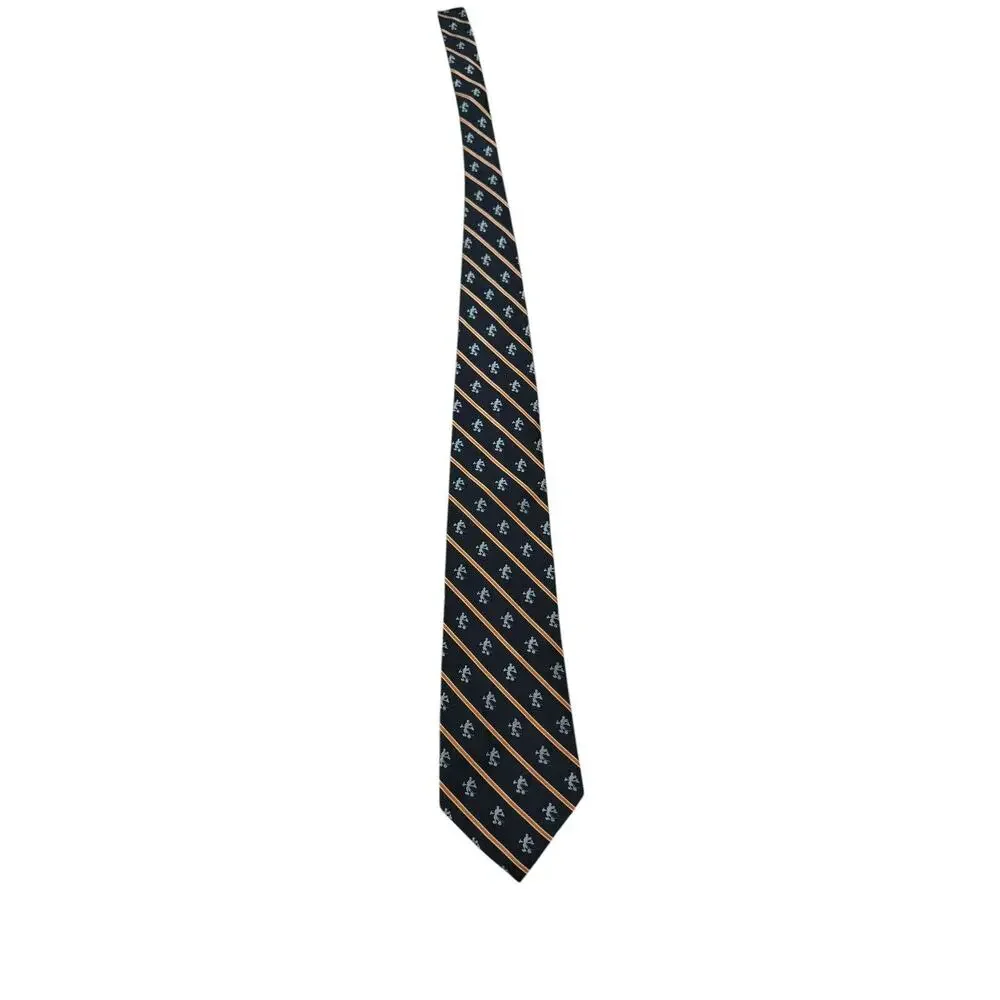 Vintage Walt Disney World Mickey Mouse Embroidered Navy Blue Novelty Necktie